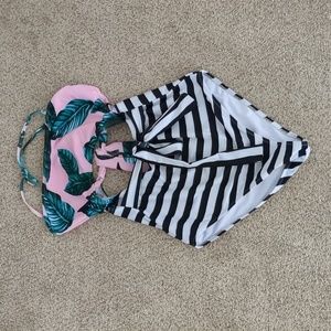 Palms + Stripes One Piece Bathing Suit